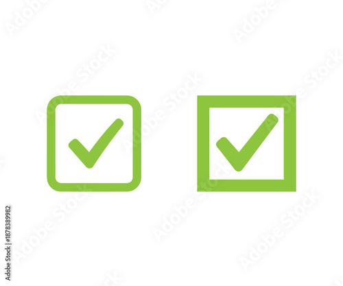 Free Download Green checkmark icons representing successful completion or acceptance are isolated on a clean white background for application interface design. - GFXLoad