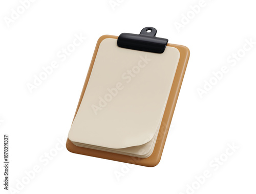 Clipboard with empty note paper icon 3d render concept of clipboard with notebook page document icon vector illustration