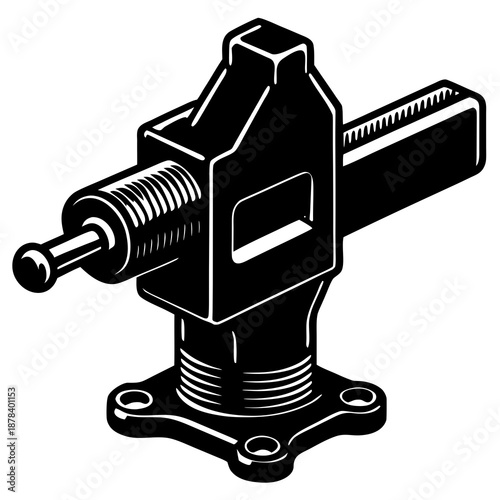 Black and white illustration of a metal vise