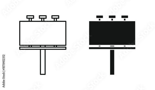 A set of two billboard signs one white and one black
