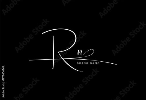 RN letter beauty cursive handwriting logo. vector logo| abstract logo| minimalist logo| brand identity| calligraphy design.