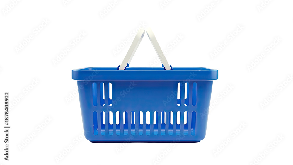 Fototapeta premium Blue Plastic Shopping Basket with White Handles