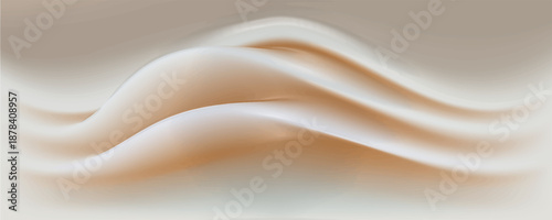 Liquid cream background. Beige and white. 3d rendering. vector illustrations