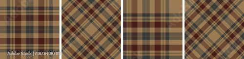 seamless plaid pattern set.checkered fabric texture background.
