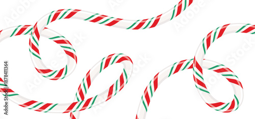 Festive red, white, and green candy canes create a sweet, whimsical pattern
