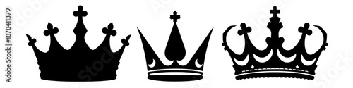 Silhouettes of Royal Crowns on a White Background - Symbol of Power and Authority