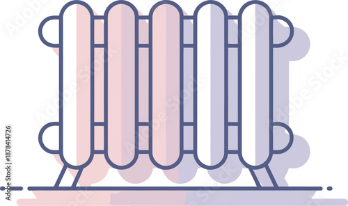 Radiator Vector Icon with Pastel Colors for Heating and Home Comfort