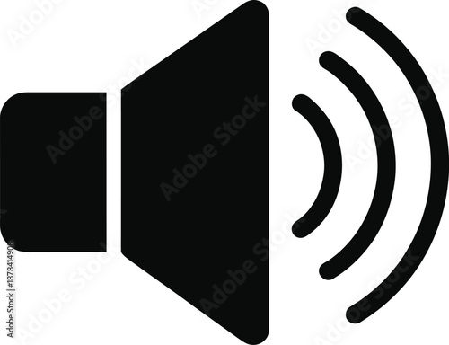 Sound speaker icon with sound waves, vector graphic, audio symbol, volume control
