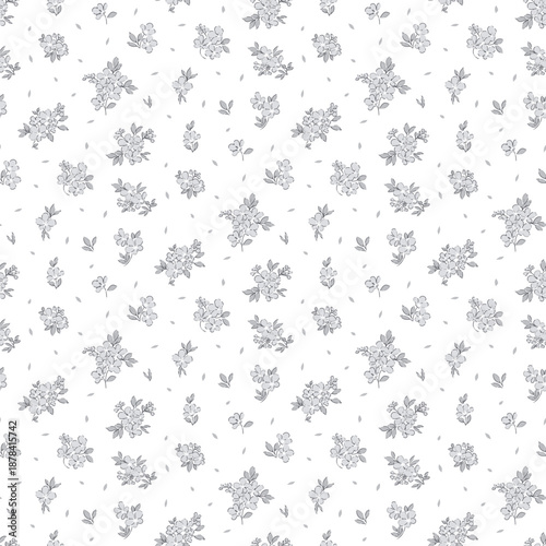 seamless floral pattern, textile pattern, fabric print in classic style on light background, timeless floral, soft ditsy flower. surface design for home textile, wallpaper pattern, print ready design.