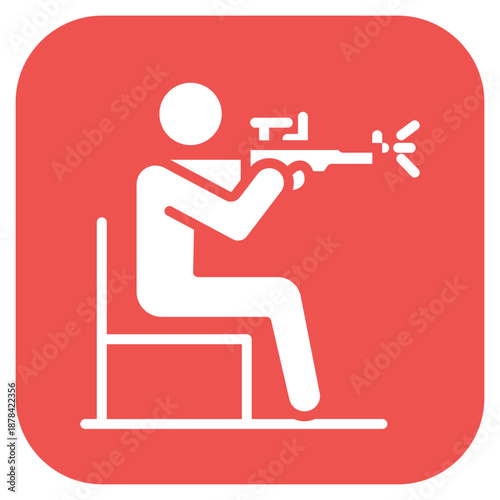 Shooting in sitting position icon vector image. Can be used for Shooting.