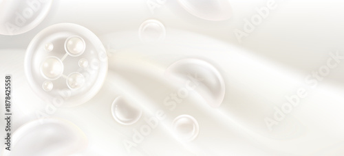 Hyaluronic acid and Niacinamide hair and skin solutions ad, white collagen serum drop with cosmetic advertising background ready to use, illustration vector.