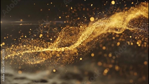 Wallpaper Mural Golden particles swirling in dynamic motion against dark background Torontodigital.ca