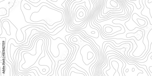 Geography landscape Topo contour map on white background, Topographic contour lines. Seamless pattern with lines Topographic map. Geographic mountain relief diagram line wave carve pattern. 