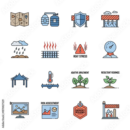 Collection of Climate Change Icons and Symbols.