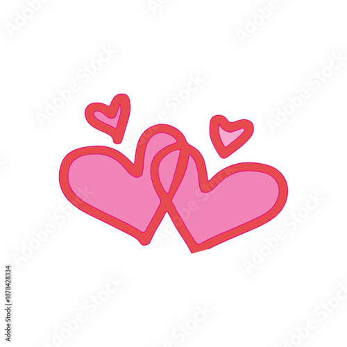 Cute pink heart illustration symbolizing love, romance, and Valentine relationship concept isolated on white
