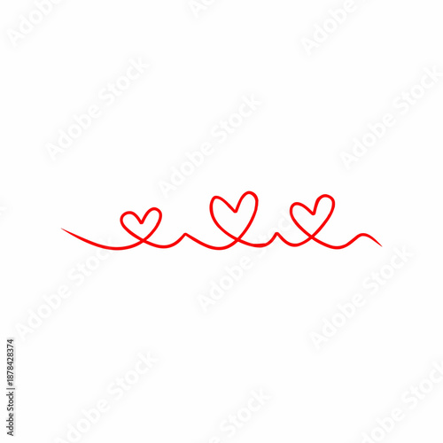 Minimal red heart line illustration symbolizing love romance and Valentine decorative concept