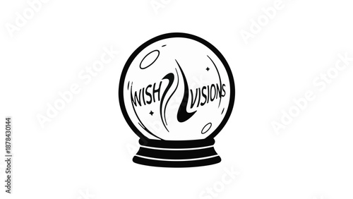 Crystal ball with swirling "Wish Visions" text symbolizing future possibilities and dreams