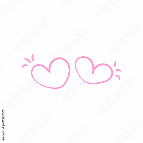 Minimal pink heart line illustration symbolizing love romance and Valentine concept isolated on white