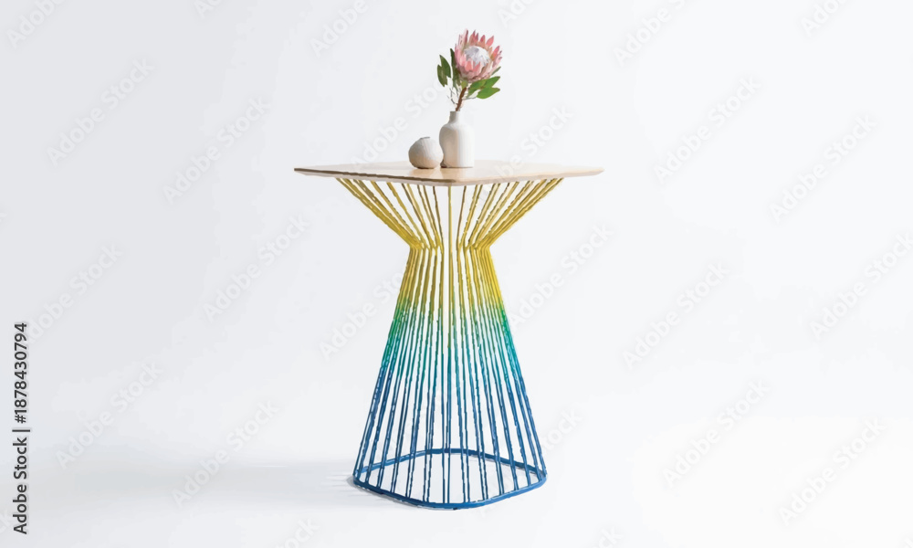 Fototapeta premium Colorful ombre side table with floral decoration