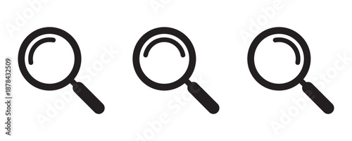 Magnifying Glass Icons Set for Interface Design. Search and Discovery Icons.