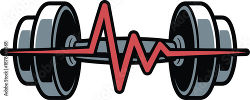 Dumbbell Heartbeat Vector Icon - Fitness and Health Symbol