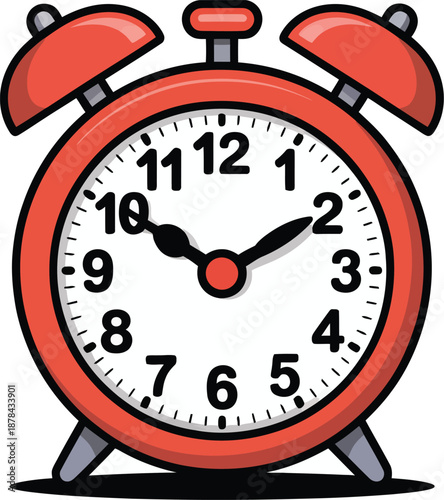 Retro Alarm Clock Vector Illustration - Time Management Concept
