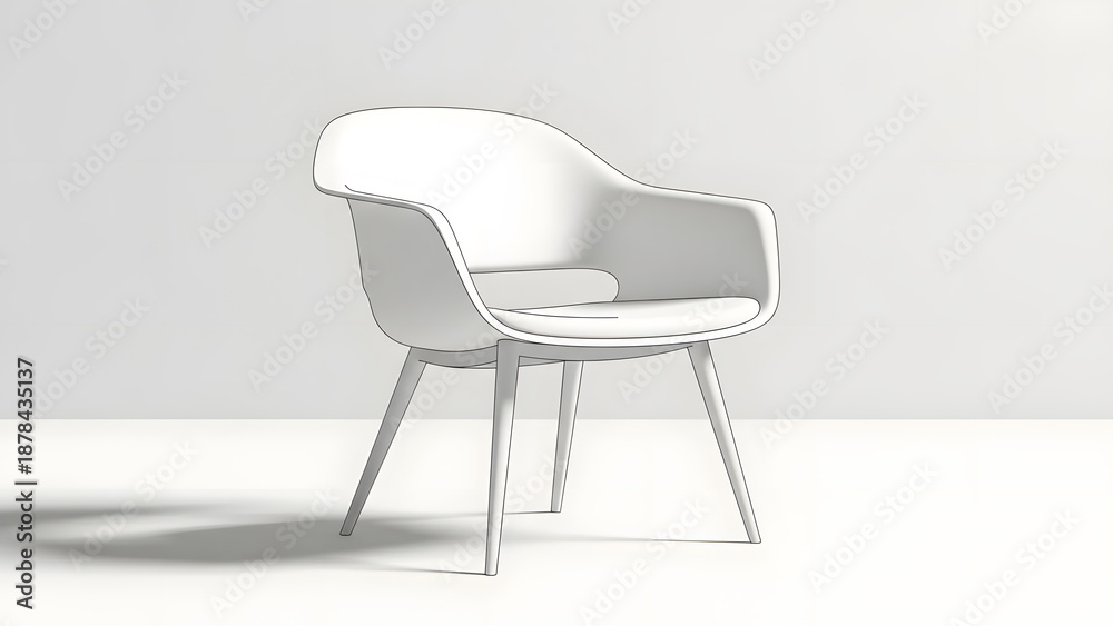 Fototapeta premium Minimal white chair isolated on clean background