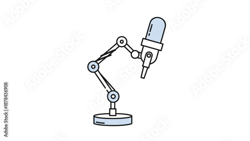 Professional studio microphone on an adjustable boom arm in a clean flat illustration style, suitable for podcasting and radio broadcast concepts.
