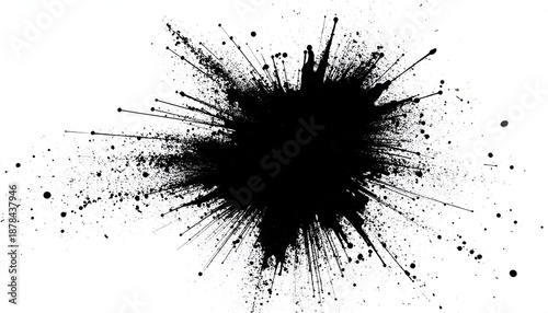 Wallpaper Mural Black ink explosion on white background, radiating lines and splatters Torontodigital.ca