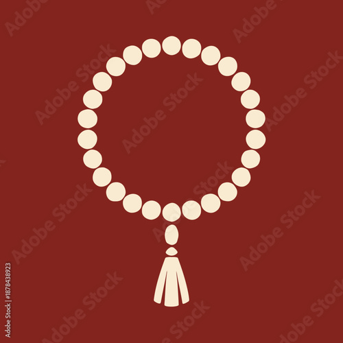 Islamic Prayer Beads Tasbih Flat Vector Illustration