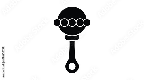 Simple black silhouette of a baby rattle a classic infant toy silhouette