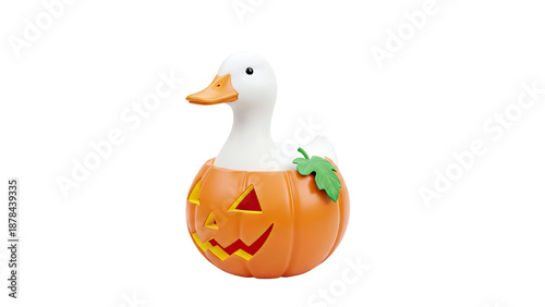 Duck in a Jack-o'-lantern