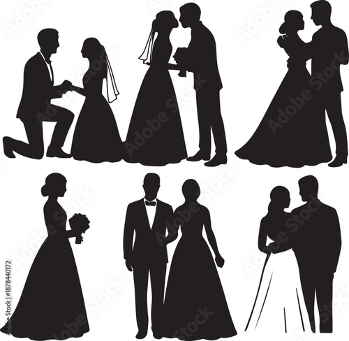 Wedding silhouettes, vector, illustration