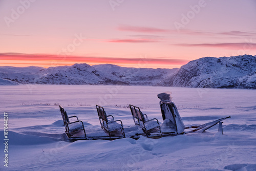 Sunset colors in the Arctic (Teriberka)