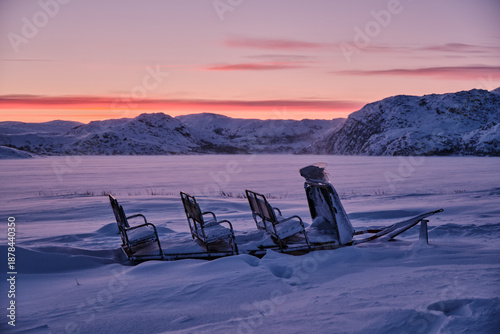 Sunset colors in the Arctic (Teriberka)