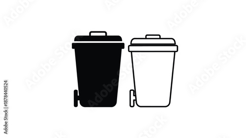 Two trash cans one dark and one light a striking silhouette