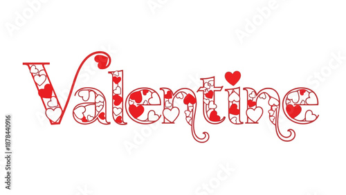 Valentine's Day typography: Celebrate love with an intricate Valentine typography design, showcasing hearts. 