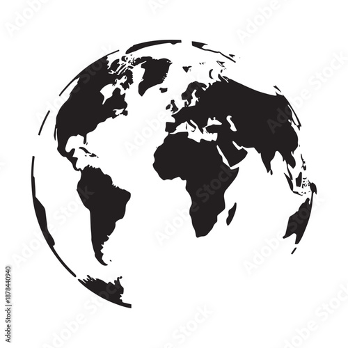 Modern black and white globe illustration for global business concepts