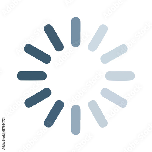 Circular loading indicator with rotating bars in shades of blue isolated on white background, Vector, illustration