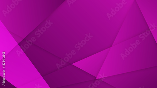 Overlapping purple and magenta triangular planes create a dynamic and energetic abstract background with a focus on color depth and lighting