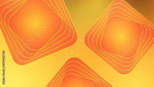 Bright yellow and orange gradient background with rhythmic square ripple patterns symbolizing optimism energy and digital innovation