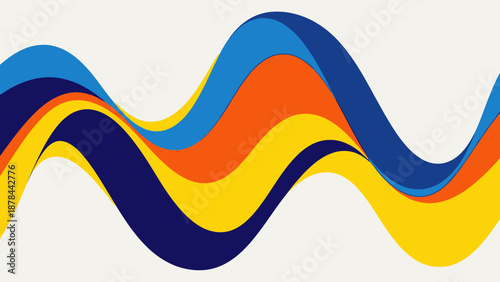 Abstract Colorful Waves Flowing on White Background