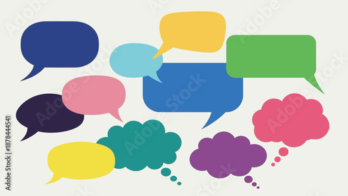 Colorful Speech Bubbles Grouped Together - Communication and Ideas