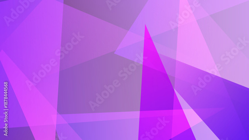Energetic purple and pink design featuring sharp overlapping triangles with varying transparency levels