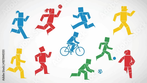 Diverse People Silhouettes Engaged in Various Sports and Activities