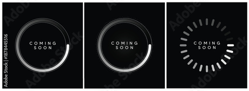 Futuristic Digital Loading Progress Bar Circles With Coming Soon Text In Tech Style