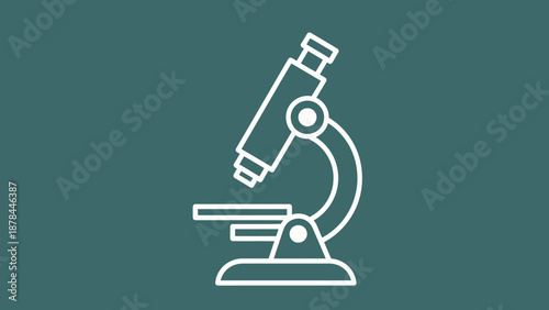 Microscope Icon on Teal Background - Science and Research Symbol