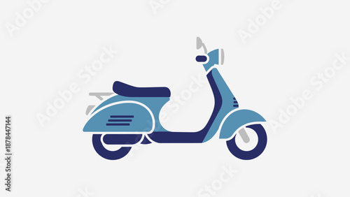 Retro Blue Scooter Icon Isolated on White Background, Vintage Transport