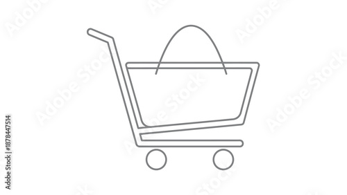 Shopping Cart Icon Outline - Simple Line Art for Commerce and Retail