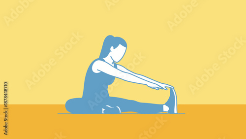 Woman stretching legs in seated forward bend pose, yoga fitness